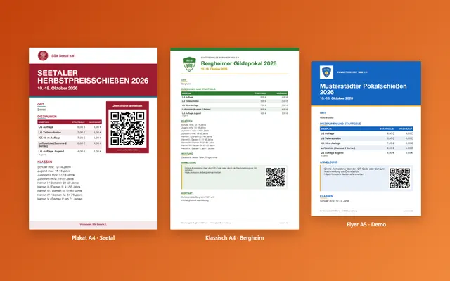 Screenshot Ausschreibung & Flyer in svscore.de