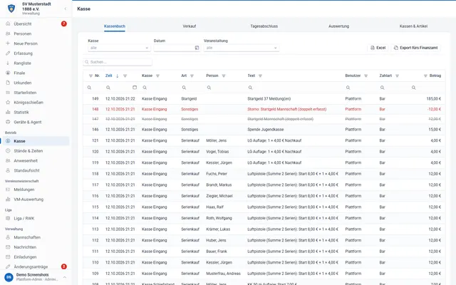 Screenshot Kasse in svscore.de