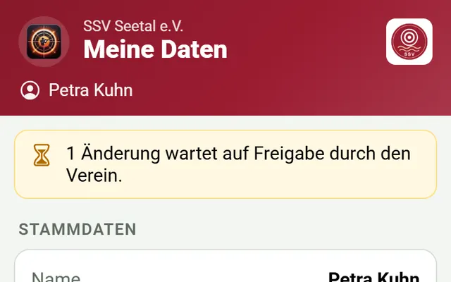 Screenshot Meine Daten in svscore.de