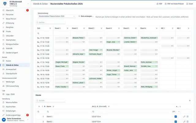 Screenshot Stände & Startzeiten in svscore.de