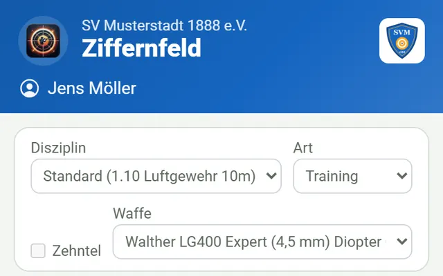 Screenshot Schnellerfassung per Ziffernfeld in svscore.de